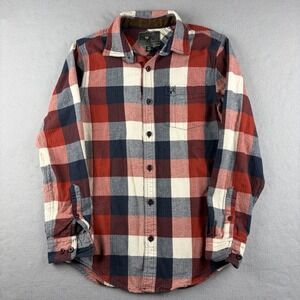 Bone Collector Plaid Flannel Shirt Men's Small Red Blue Button Down